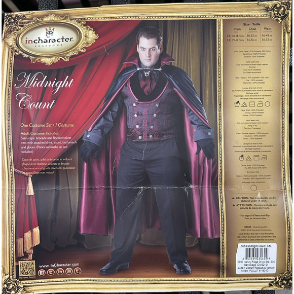 Adult Midnight Count Vampire Costume Theatrical Halloween Cosplay 3X COMPLETE - Picture 3 of 16